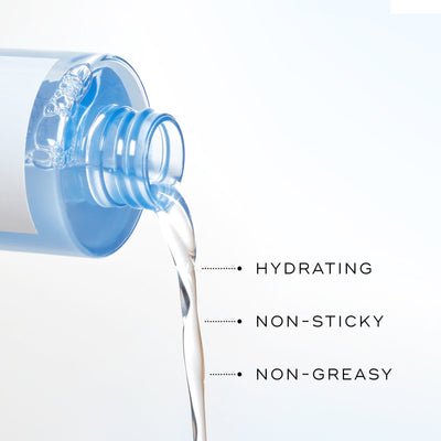 Medik8’s Press & Clear Refill™ features a blue bottle that pours out a liquid next to benefits like hydrating, non-sticky, and non-greasy. It is infused with Tranexamic Acid for a radiant glow.