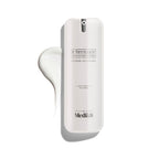 A white bottle labeled "r-Retinoate® Day & Night Eye Serum" by Medik8 is shown with a small amount dispensed beside it, promising to reduce fine lines and wrinkles for youthful skin.