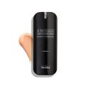 A sleek black bottle of Medik8 r-Retinoate® Intense, enriched with Vitamin A for potent wrinkle reduction, rests beside a luxurious cream smear on a pristine white background.