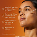 Someone with clear skin uses Medik8's C-Tetra® (Travel Size) antioxidant serum, which restores radiance, brightens skin tone, smooths wrinkles, and nourishes. In a 4-week study of 52 people, it's perfect for those seeking visible anti-aging results.