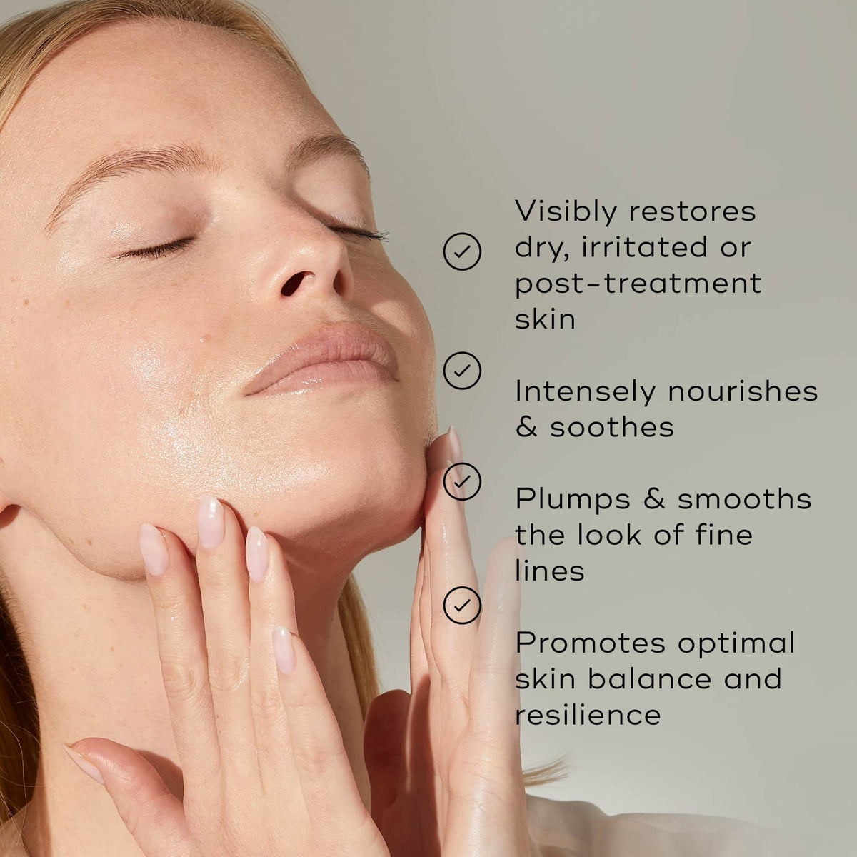 Someone gently uses the Medik8 Ultimate Recovery™ Bio-Cellulose Mask, which restores skin, nourishes, smooths fine lines, and promotes balance and resilience for sensitive skin.