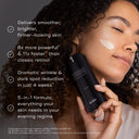 Someone applies Medik8's r-Retinoate® Intense to their cheek, demonstrating its potent Vitamin A formula. The text emphasizes benefits like smoother skin and noticeable wrinkle reduction.