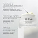 Medik8's Daily Radiance Vitamin C™ cream, featuring 7% Vitamin C, UV filters, and Vitamin E, elegantly provides antioxidant protection. Enhanced with SPF 30, it serves as a daily shield against environmental stressors.