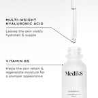 A dropper is poised above the open bottle of Medik8's Hydr8 B5™ (Travel Size), highlighting its moisturizing power with multi-weight hyaluronic acid and Vitamin B5 for superior hydration.