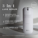 Medik8's r-Retinoate® Day & Night serum on a marble surface, highlighting its anti-aging power with encapsulated retinyl retinoate, stabilized vitamin C, and hyaluronic acid.
