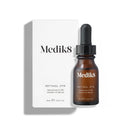 A 15ml Medik8 Retinol 3TR™ serum bottle with a dropper is next to its white packaging, both labeled as Advanced 0.3% Vitamin A Serum. It uses Time Release technology to target fine lines and wrinkles effectively.