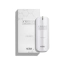 A bottle of Medik8's r-Retinoate® Day & Night, enriched with retinyl retinoate vitamin A, stands elegantly before its box. The minimalistic design features molecular graphics, mirroring its advanced anti-aging serum formula.