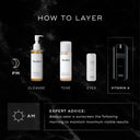 Instructions for your nighttime skincare routine: cleanse, tone, and apply eye cream and Vitamin A to reduce wrinkles effectively. Consider using Medik8's r-Retinoate® Intense for enhanced results. Remember to apply sunscreen in the morning for optimal skin protection.