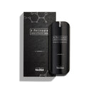 A sleek black bottle of Medik8's r-Retinoate® Intense, enriched with Vitamin A for effective wrinkle reduction, sits beside its matching box adorned with a molecular pattern and labeled "Patented Technology.
