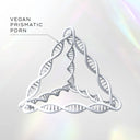 A 3D triangular DNA double helix model labeled "Exo-PDRN Prismatic+" from Medik8 Cyprus on a soft iridescent background.