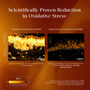Side-by-side microscopic images show reduced oxidative stress and improved skin brightening in skin treated with Medik8 Cyprus C-Tetra® Advanced compared to skin exposed to environmental stressors.
